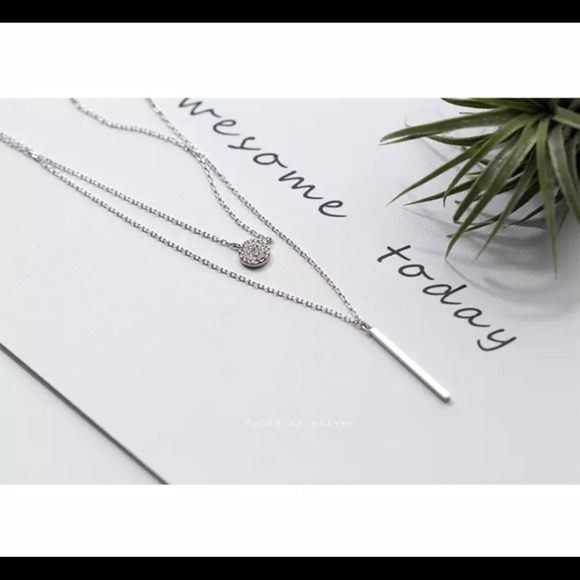 New 925 Sterling Silver Double Layer Necklace - Picture 3 of 7